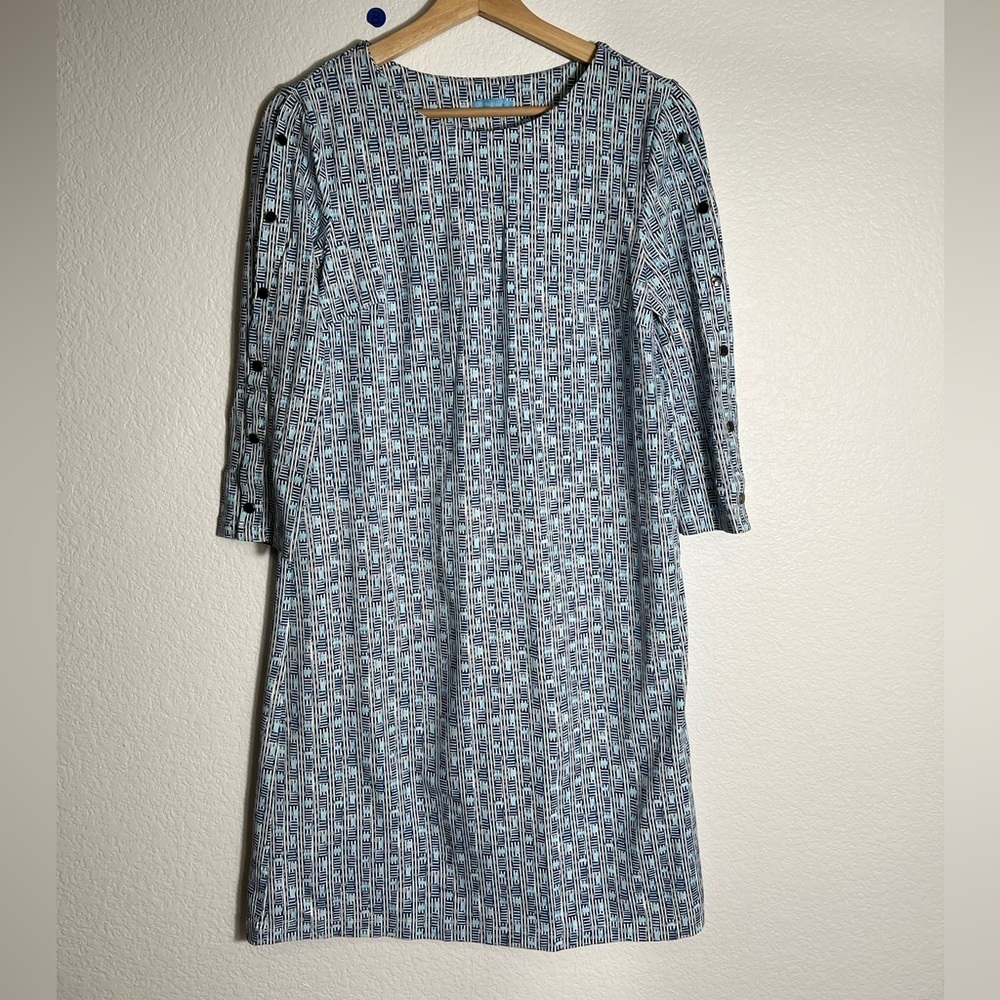 J. Mclaughlin Women's‎ White & Blue Terrace Miley Dress S